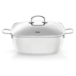 Bräter FISSLER "Secural", silber (silberfarben), B:29,5cm H:19cm L:40cm Ø:28cm, Töpfe, backofengeeignet