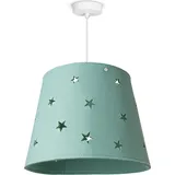 Paco Home Kinderlampe Kinderzimmer Hängelampe Pendelleuchte Stoff Sterne Jungen Mädchen Lampenschirm E27 Modern, Lampenart:Pendelleuchte, Farbe:Blau