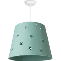Paco Home Kinderlampe Kinderzimmer Hängelampe Pendelleuchte Stoff Sterne Jungen Mädchen Lampenschirm E27 Modern, Lampenart:Pendelleuchte, Farbe:Blau