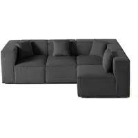 Lisa Design Arty - modulares Ecksofa rechts 5-Sitzer - Cord , Dunkelgrau - Dunkelgrau