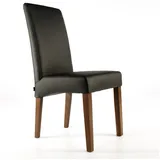 SIX Lederstuhl Bambi Rindsleder Schwarz Nussbaum Lederstühle Stühle Stuhl NEU