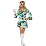 Underwraps Hippie-Kostüm Groovy Baby Hippie Kostüm - 70er Faschingskostüm, Psychedelisches Kleid für die 70er Jahre Mottoparty grün M