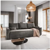 Masseno Sofa ALATRI mit Schlaffunktion, Schlafsofa, Couch mit Bettkasten grau