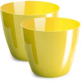 PECZEKO Blumentopf glänzender, Pflanzkübel aus Übertopf Kunststoff Dekorativer Topf für, groß und klein Pflanzen, 2er-Set blumenkübel, blumenkübel kräutertopf, (2 Pack) Gelb, ø 9.5 cm
