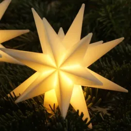 FHS International LED Lichterkette Batterie 1,35m 6 Sterne warmweiß 6/18h Timer