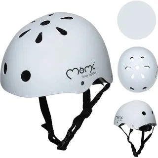 MoMi MIMI Kinderhelm - Kopfumfang 48-55 cm, Schlagfeste ABS-Außenschale, Schlagfeste, Verstellbare Kinnriemen - Grau