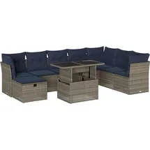 vidaXL Gartensofa-Set mit Kissen, grau, Polyrattan