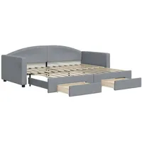VidaXL Tagesbett Ausziehbar mit Schubladen Hellgrau 90x200 cm Stoff
