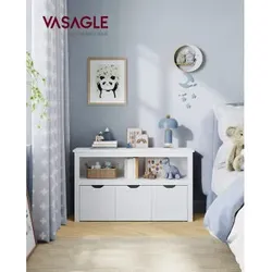 VASAGLE Kinderregal Lagerschrank Spielzeugschrank Aufbewahrungsbox mit Rollen Spielzeugregal