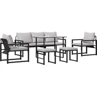 VidaXL Garten-Sofa-Set 6 pcs Schwarz Stahl
