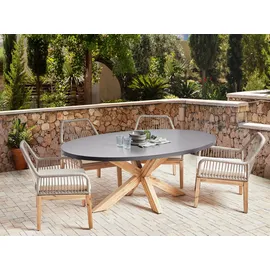 Beliani Gartentisch 190 x 100 x 75 cm Grau/Bronze