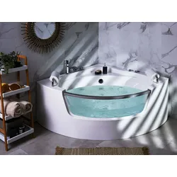 Whirlpool Badewanne weiß Eckmodell mit LED 187 x 136 cm MANGLE