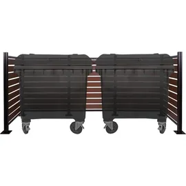 Mendler Mülltonnen-Zaun HWC-K57 130 x 300 x 110 cm braun