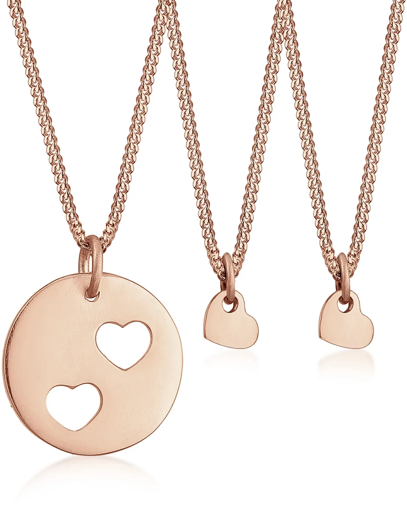 Elli Ketten-Set »Schmuckset Ketten Trio Herz Mutter Kind Cut Out 925er Silber« Elli Rosegold 45