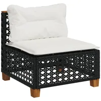 vidaXL Gartensofa ohne Armlehnen mit Kissen Schwarz Poly Rattan