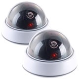 VisorTech Kamera Attrappe: 2er-Set Dome-Überwachungskamera-Attrappen, durchsichtige Kuppel & LED