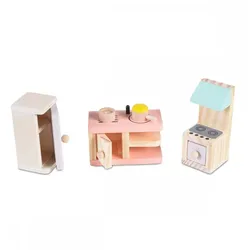 Moni Holz-Puppenmöbel Küche 4013 Möbelset Kühlschrank Herd Küchentheke Zubehör bunt