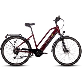 Saxonette E-Bike SAXONETTE "Deluxe Sport Lady" E-Bikes Gr. 50 cm, 28 Zoll (71,12 cm), rot (bordeau x glänzend) E-Bikes Pedelec, Elektrofahrrad für Damen, Cityrad