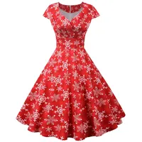 Graceyo Damen Weihnachtskleid Elegant Weihnachts Retro Cocktail Abschlussball Kleider 50er 60er Rockabilly Ärmellos Kleid Ballkleid Cocktailkleid Hohe Taille Partykleid - 3XL