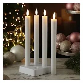 MARELIDA LED Stabkerzen LISA Tafelkerzen Dinnerkerzen wiederaufladbar weiß
