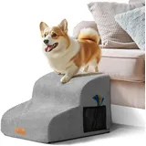 Hundetreppe für Kleine Hunde, Masthome Haustiertreppe 2 Stufen,Hunderampe mit Wasserdichtem Bezug,Abnehmbar & Waschbar, Hundetreppe 30cm Hoch für Bett, Sofa,Couch