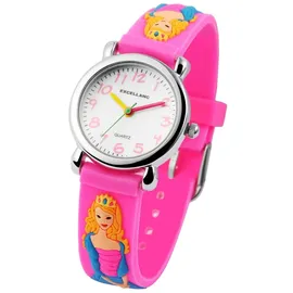 Excellanc Kinder Uhr Analog 0 mm Silikongehäuse Pink/Silber Silikonarmband Pink