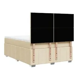 vidaXL Boxspringbett mit Matratze Creme 160x200 cm Stoff