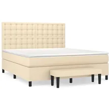 vidaXL Boxspringbett mit Matratze Creme 160x200 cm Stoff