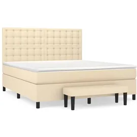 vidaXL Boxspringbett mit Matratze Creme 160x200 cm Stoff
