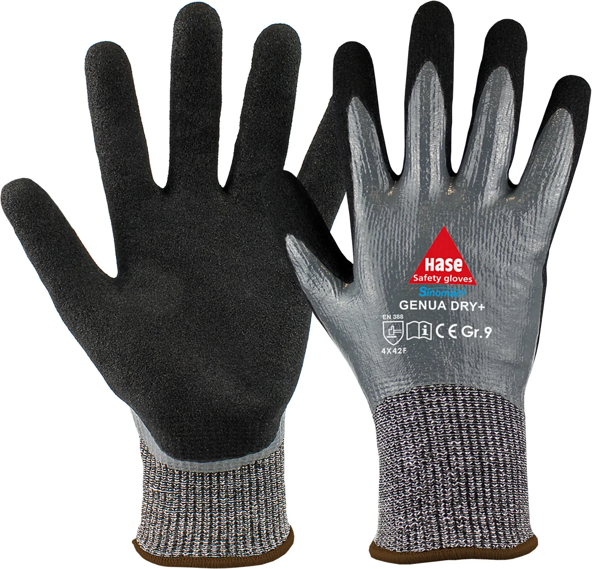 Hase Schnittschutzhandschuhe Genua Dry+, grau-schwarz, 8