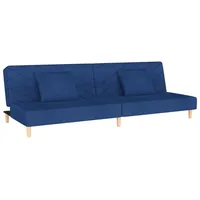 vidaXL Schlafsofa 2-Sitzer mit 2 Kissen Blau Stoff