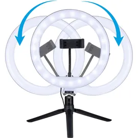 Grundig LED Ringlicht mit Stativ - 150 LEDs, Handystativhalter, USB, Verstellbar, Farb- und Helligkeitsmodi