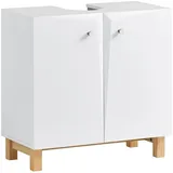SoBuy Waschbeckenunterschrank mit 2 Türen MDF Weiß 60 cm BZR92-W