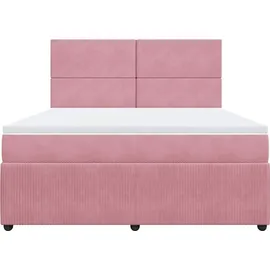 vidaXL Boxspringbett mit Matratze Rosa 180x200 cm Samt