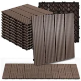 BlingBin Klickfliesen Terrassenfliesen 11 Stück 0,99 Balkonfliesen mit Klicksystem, 11 Stück, 11 St., 30B x 30T x 2H cm, Klickfliesen mit Drainagefunktion Bodenbelag Fliese für Terrasse braun