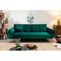 Riess-Ambiente Retro Schlafsofa DIVANI 220cm smaragdgrün Samt goldene Metallfüße 3-Sitzer mit Bettfunktion