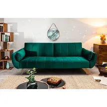 Riess-Ambiente Retro Schlafsofa DIVANI 220cm smaragdgrün Samt goldene Metallfüße 3-Sitzer mit Bettfunktion