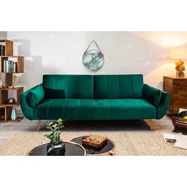 Riess-Ambiente Retro Schlafsofa DIVANI 220cm smaragdgrün Samt goldene Metallfüße 3-Sitzer mit Bettfunktion