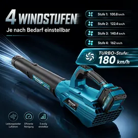 rinoxar Akku-Laubbläser 18V inkl. 2 x 5,2 Ah