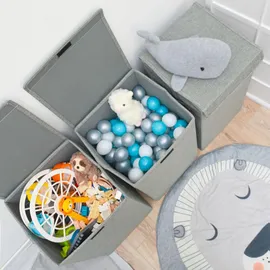 Dune Design 3er Set 50L Wäschekorb mit Deckel - XXL Wäschesammler