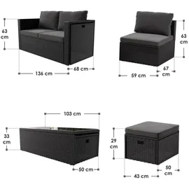 Juskys Salou Lounge-Set Schwarz
