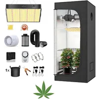 JUNG Gewächshaus Growbox Komplettset 40x40x120 cm, 13-St., Anbau Set, Growzelt mit LED Vollsprektrum Dimmbar, mit Ventilator