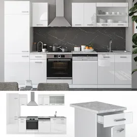 Vicco R-Line Küchenzeile 300 cm weiß hochglanz