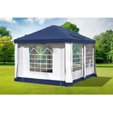 Gartenpavillon 3x4m Polyester Blau Partyzelt Wasserdicht Fenster Festzelt Event