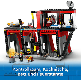 Lego City Feuerwehrstation mit Drehleiterfahrzeug