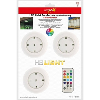 Heitech LED Lichter mit RGB 3er Pack - batteriebetrieben mit Fernbedienung
