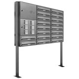 AL Briefkastensysteme Briefkasten Premium Edelstahl Stand Anlage mit Klingeln, Post A4, modern, robust, wetterfest, Artikelnummer 132T18S3KS