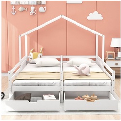 Celya Kinderbett Doppelbett, Kinderbett, Familienbett mit 2 MDF Schubladen 200x90cm weiß