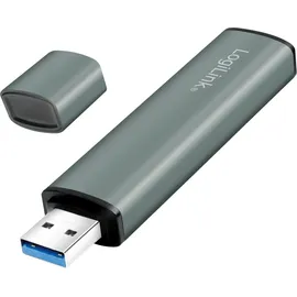 Logilink USB 3.2 (Gen2) 2-Port Hub mit Kartenleser für microSD- und SD-Karten, Aluminiumgehäuse, mit eingebautem SD-Kartenleser, mit Status-LEDs Spacegrau