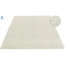 LeGer Home by Lena Gercke Wollteppich "Ainhoa, handgewebt, Wolle" Gr. 5, beige (creme), B:200cm H:12mm L:200cm, Kunstfaser, Wolle, LEGER HOME BY LENA GERCKE, Teppiche, einfarbig, Wolle, Teppich, Wohnzimmer, Schlafzimmer, Esszimmer